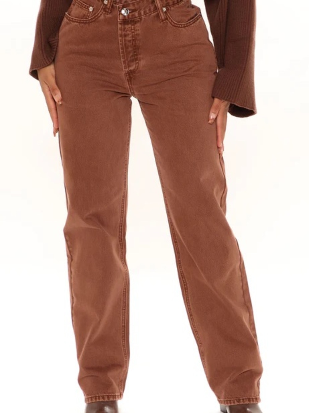 High-Rise Straight Leg Women’s Jeans - Brown